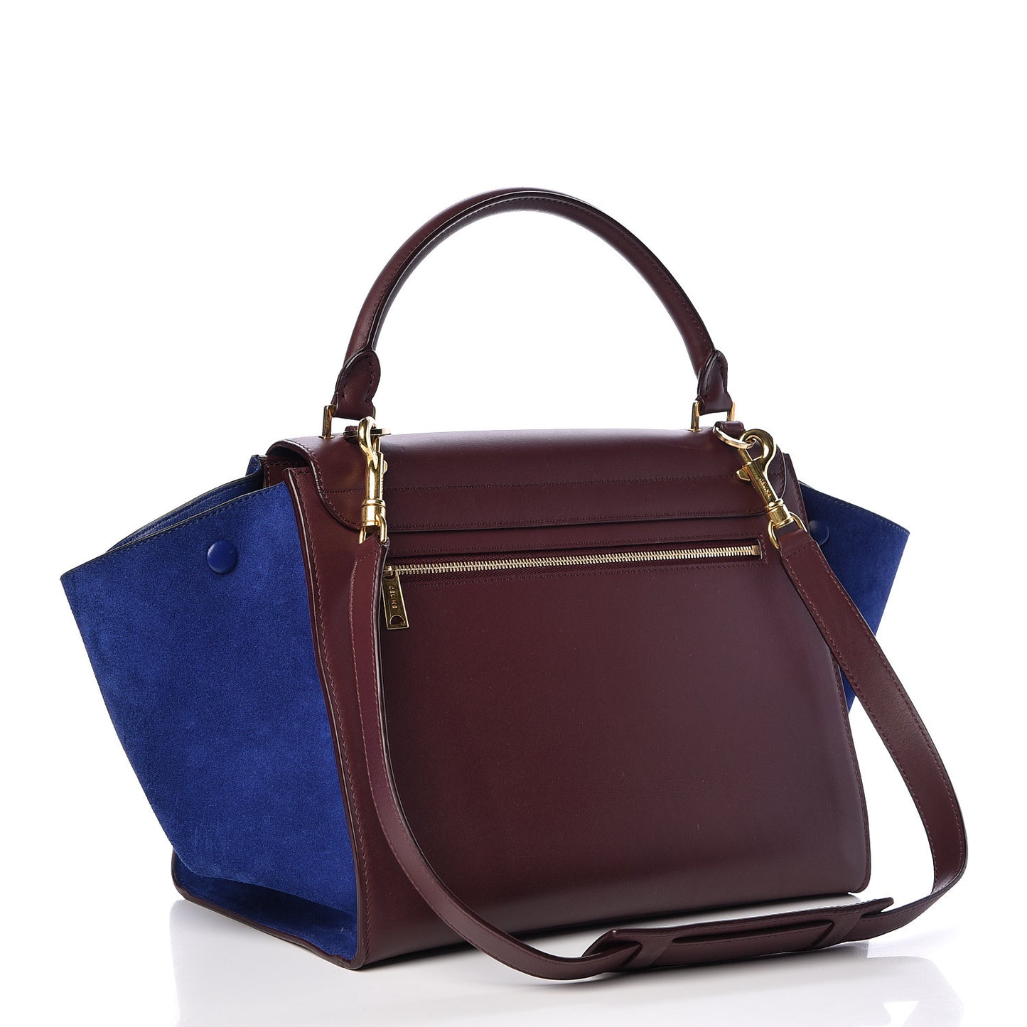 Smooth Calfskin Suede Medium Bi-Color Trapeze Burgundy