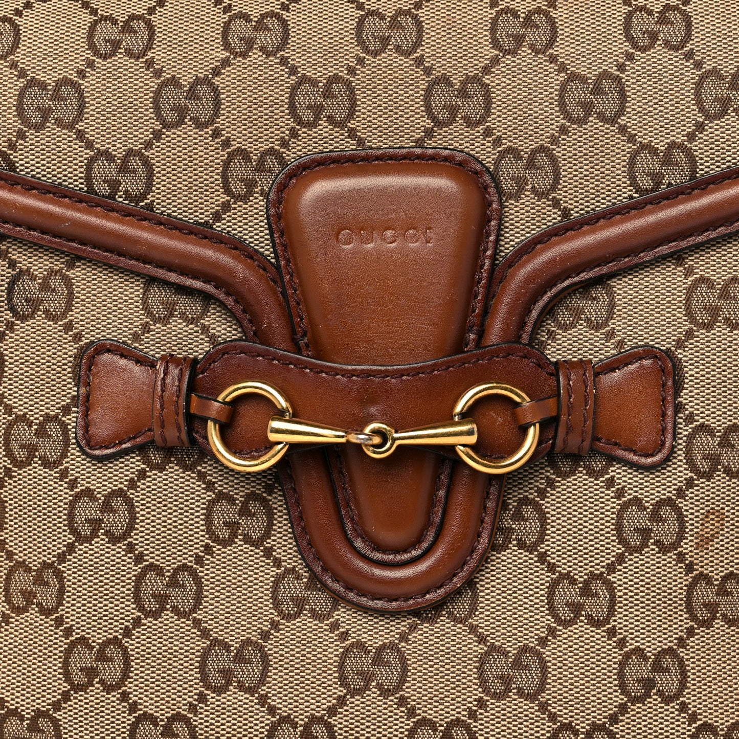 Monogram Medium Lady Web Shoulder Bag Beige Cuir