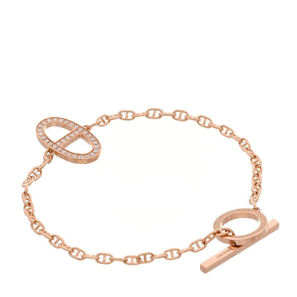 Hermes 18K Rose Gold Diamond Chaine D'Ancre Contour Bracelet XS 3 of 6