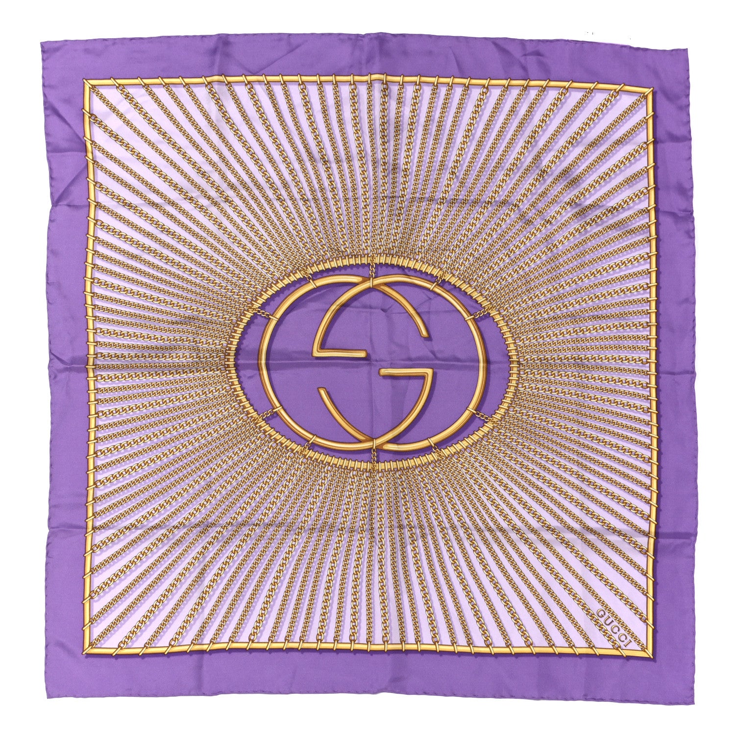 Gucci Silk Twill Cerissa Square Scarf Purple Yellow 1 of 4