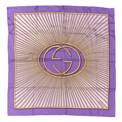 Gucci Silk Twill Cerissa Square Scarf Purple Yellow 1 of 4