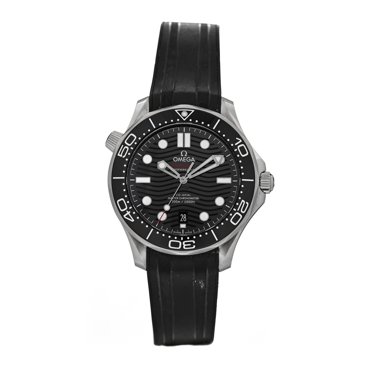Stainless Steel Rubber 42mm Seamaster Diver 300M Co-Axial Master Chronometer Automatic Watch Black 210.32.42.20.01.001