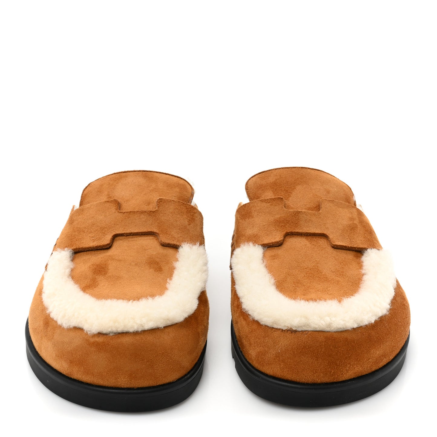 Suede Goatskin Shearling Go Mules 36 Beige Kraft Ecru
