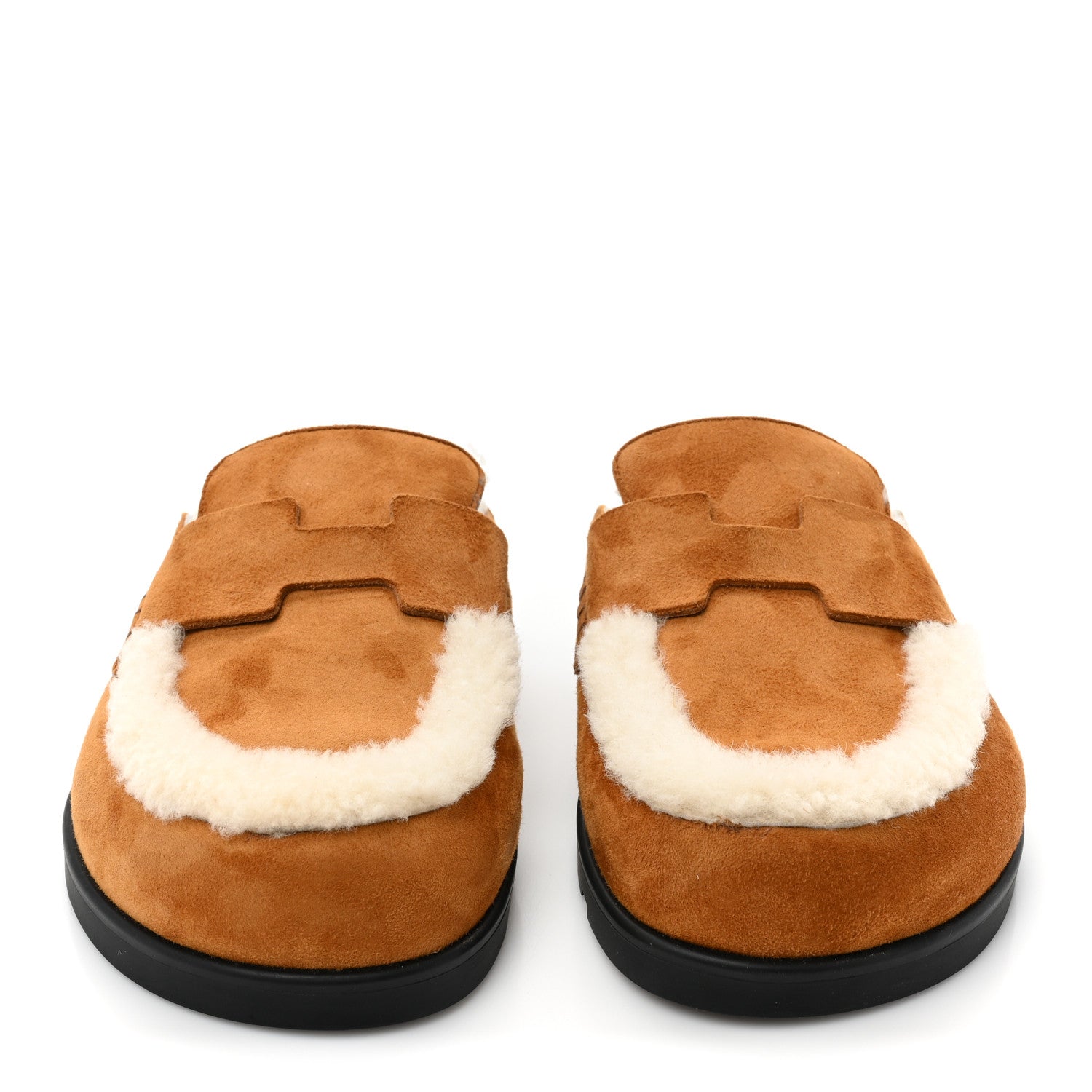 Hermes Suede Goatskin Shearling Go Mules 36 Beige Kraft Ecru 2 of 10