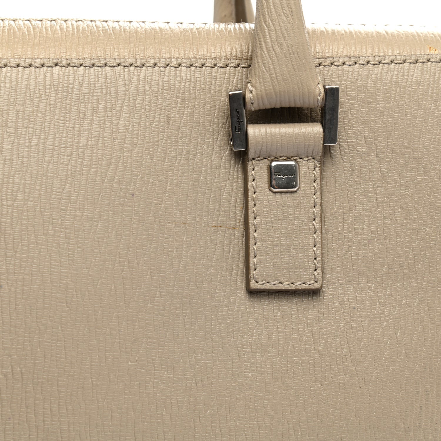 Salvatore Ferragamo Calfskin Zip Around Briefcase Beige 15 of 16