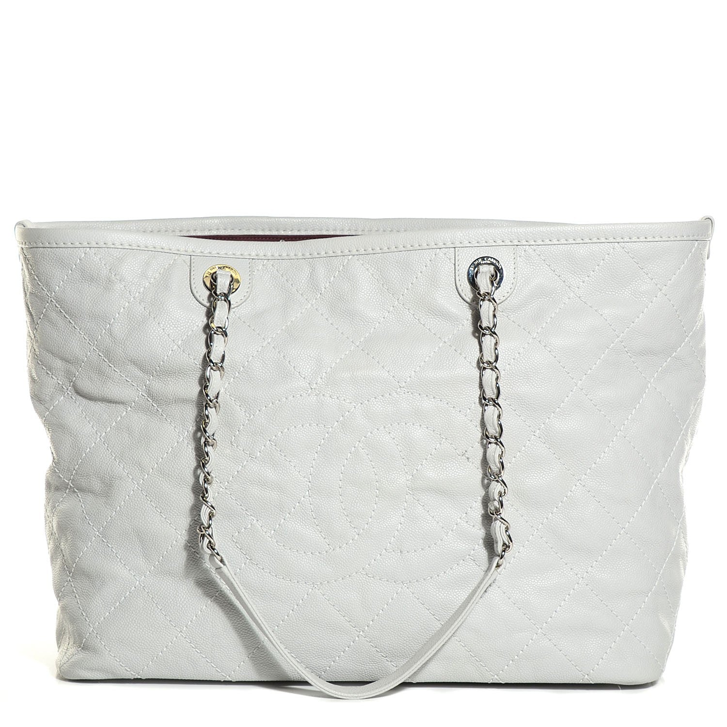Chanel Grained Calfskin Quilted Large Daily Shopping Tote Light Grey 1 of 8