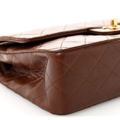 Chanel Lambskin Quilted Medium Double Flap Dark Brown 9 of 11