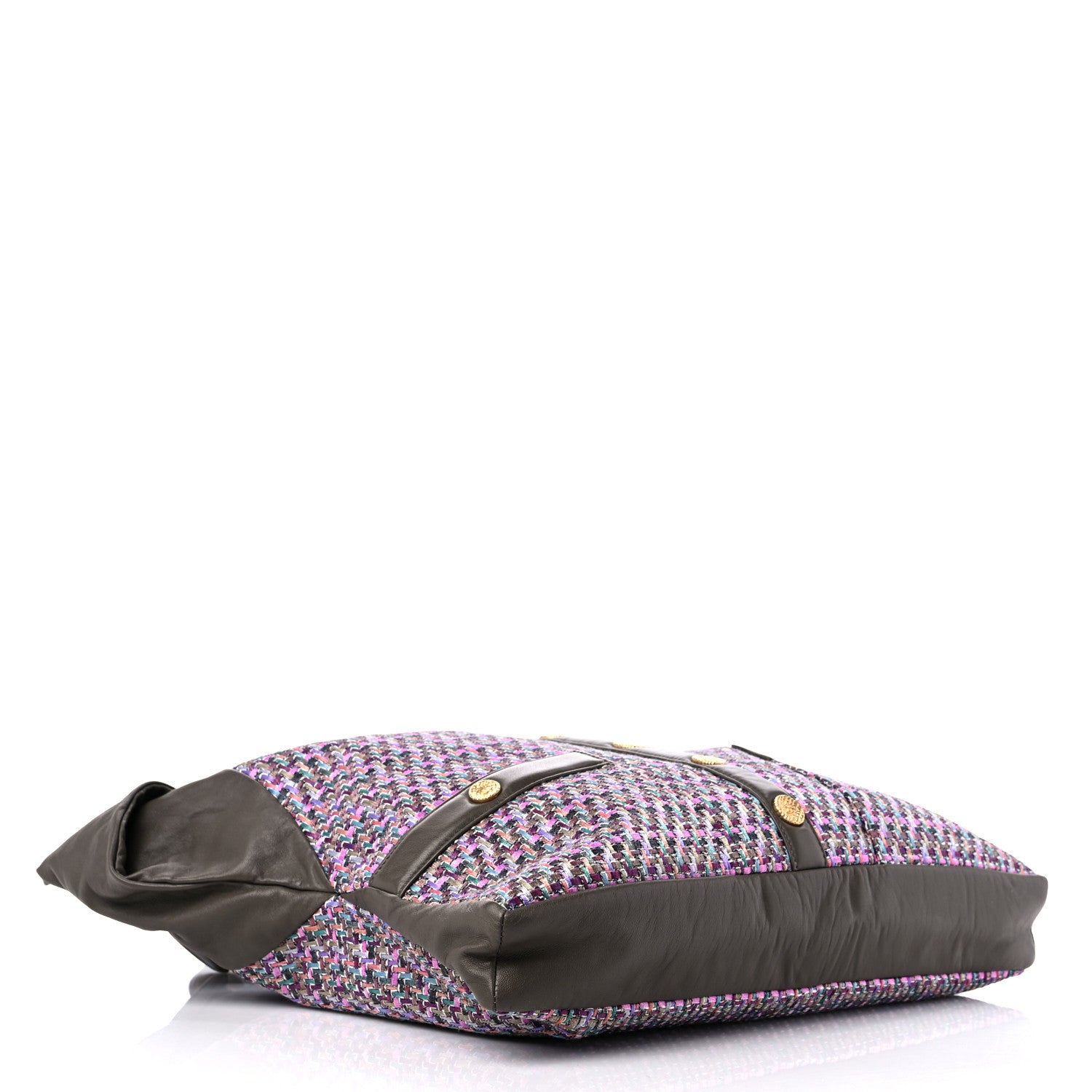 Chanel Tweed Lambskin Large Girl Bag Purple Multicolor 4 of 9