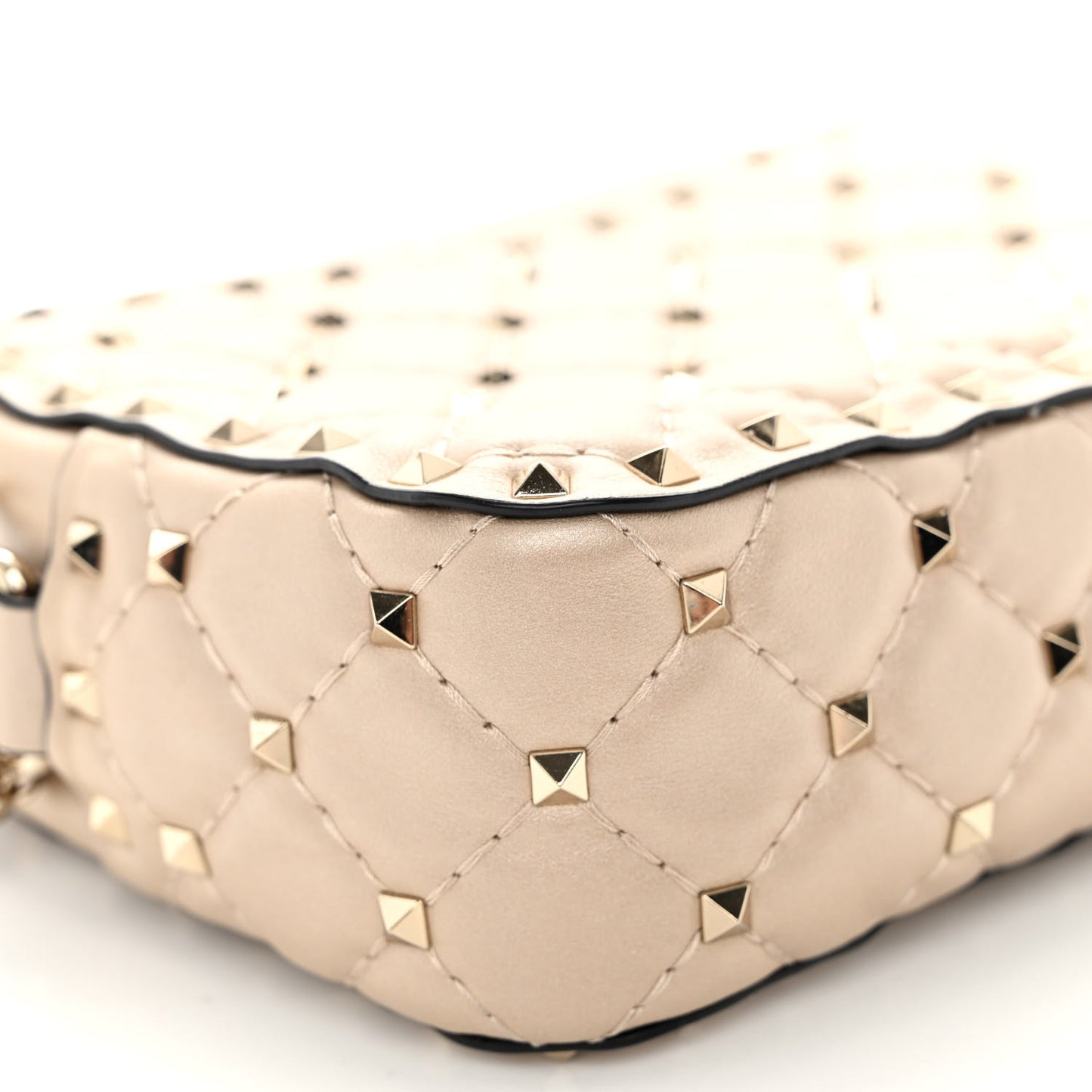 Nappa Rockstud Spike Camera Crossbody Bag Light Ivory