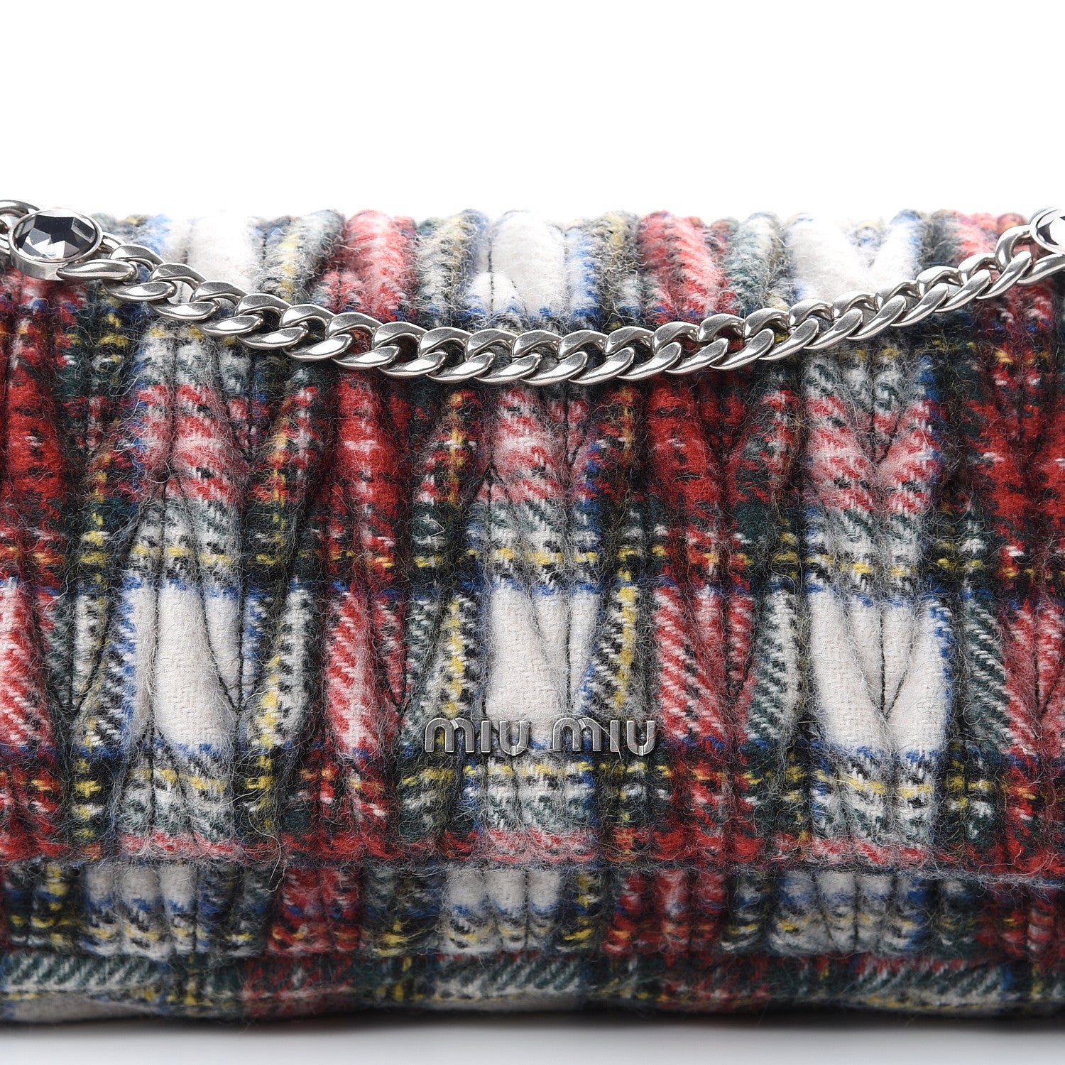 Miu Miu Tartan Matelasse Small Flap Naturale 7 of 9
