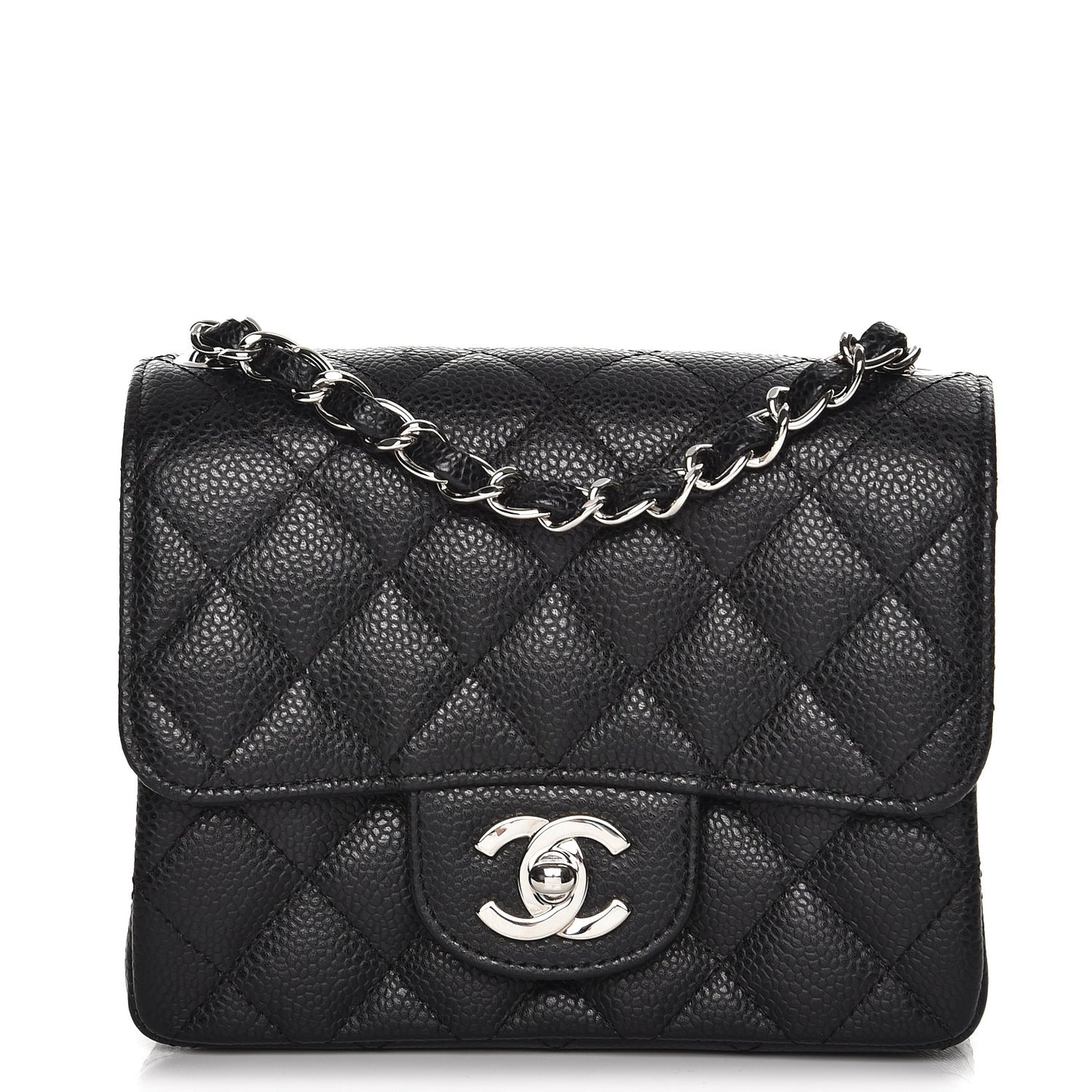 Caviar Quilted Mini Square Flap Black