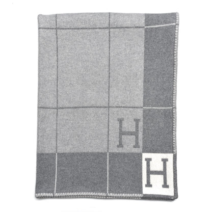 Hermes Wool Cashmere Avalon III Blanket Ecru Gris Clair 1 of 5