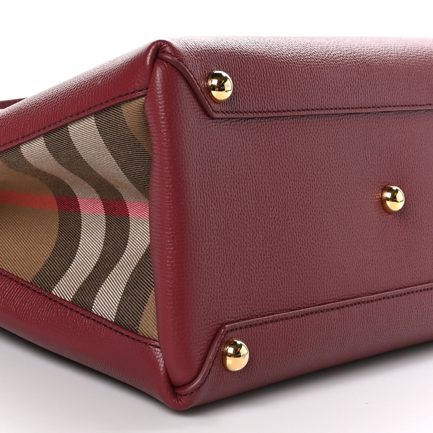 Grainy Calfskin House Check Medium Banner Tote Mahogany Red