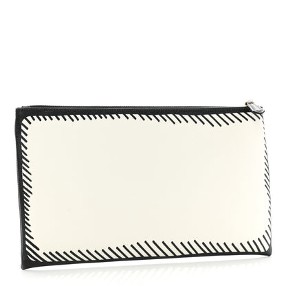 Fendi X JOSHUA VIDES Coated Canvas Stamp Patch Medium Flat Pouch White Black 3 of 7