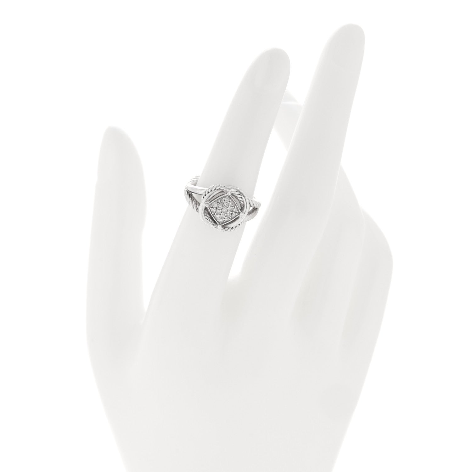 David Yurman Sterling Silver Diamond Pave 7mm Infinity Ring 50 5.5 2 of 4