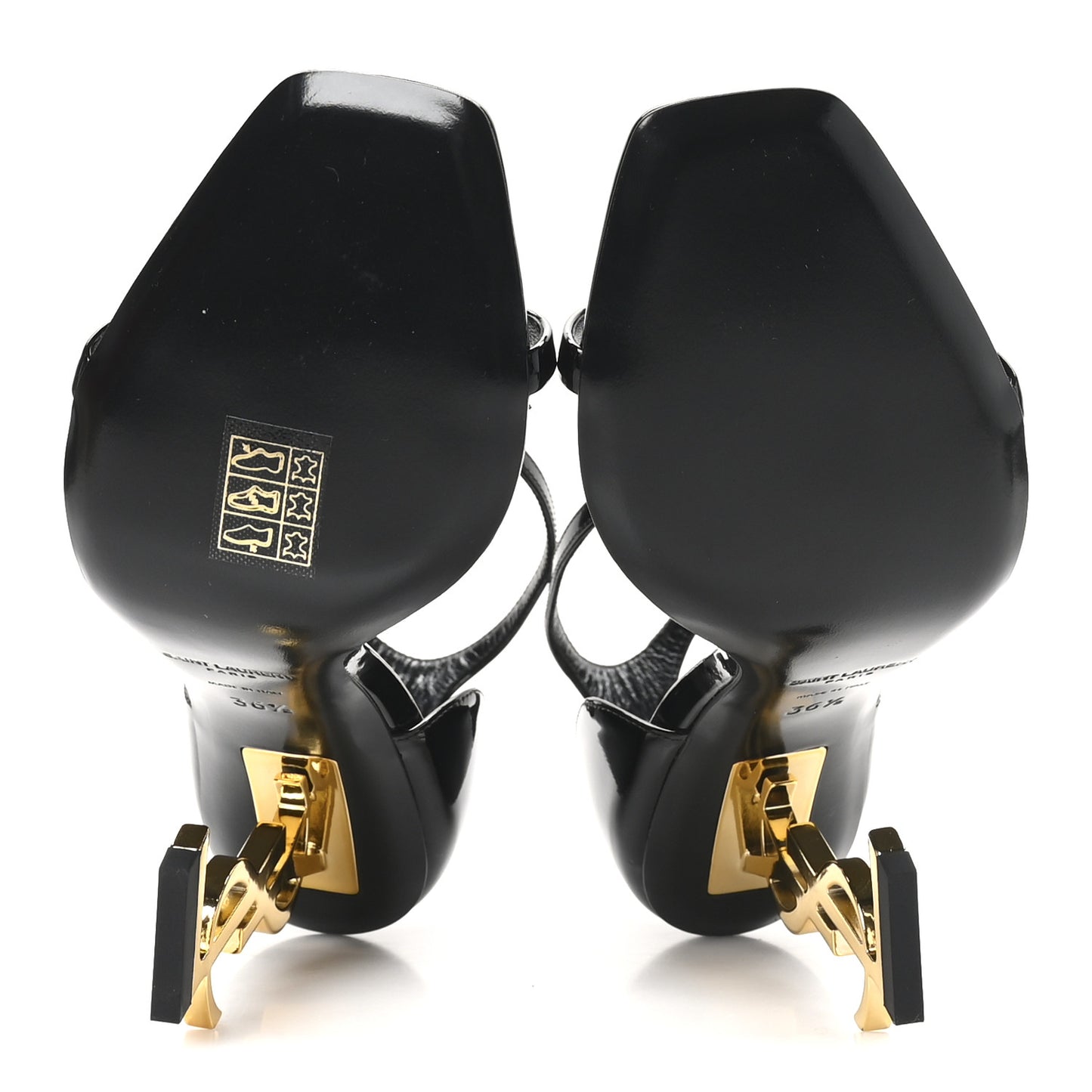 Patent Calfskin Opyum 110 Sandals 36.5 Black Gold