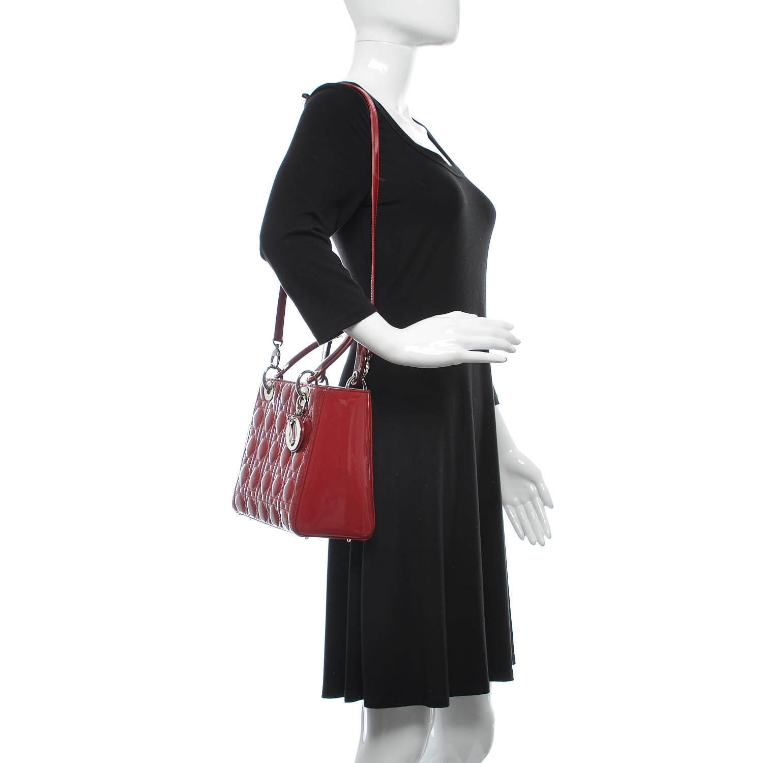 Christian Dior Patent Cannage Medium Lady Dior Red 2 of 11