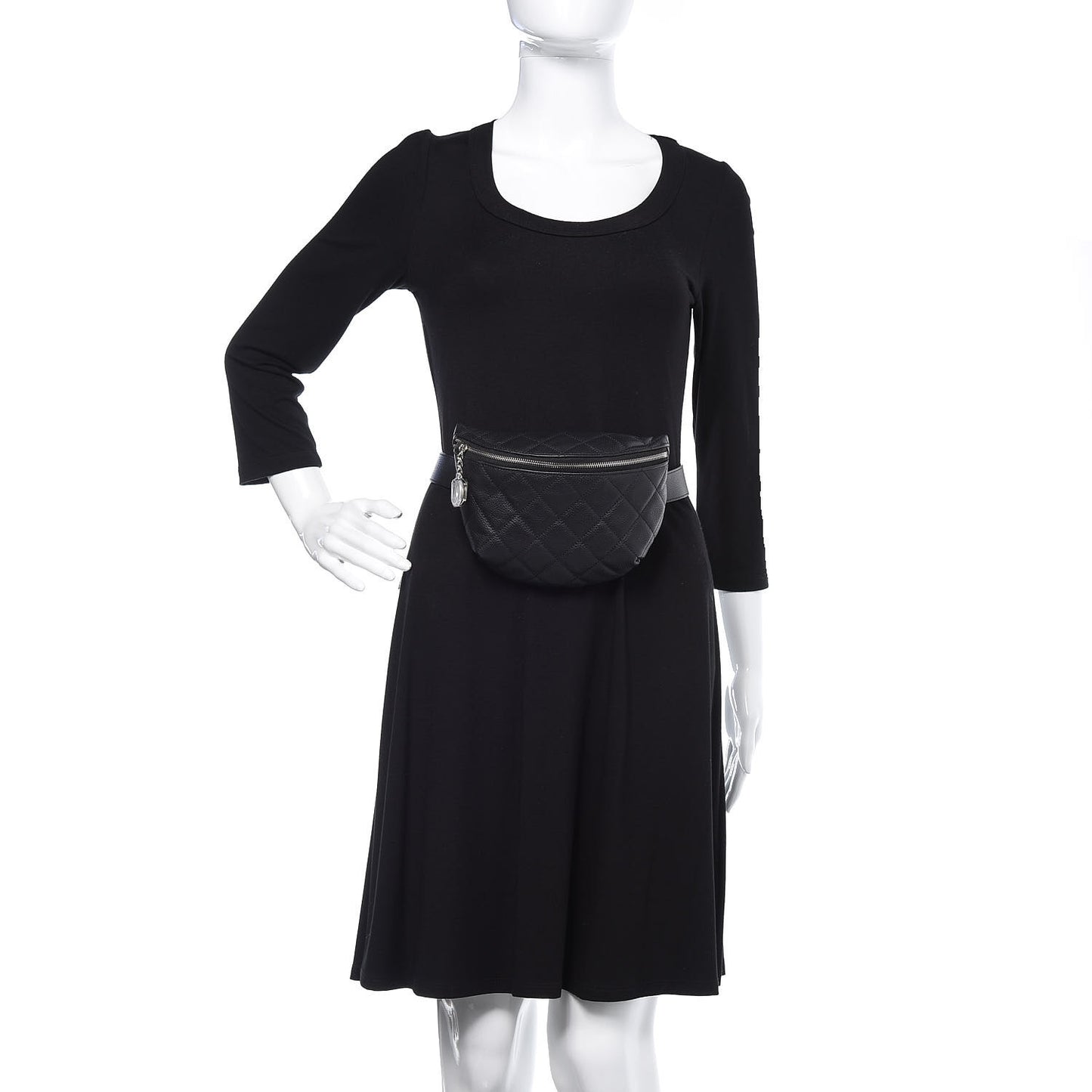 Grained Calfskin Quilted Waist Belt Bag Black
