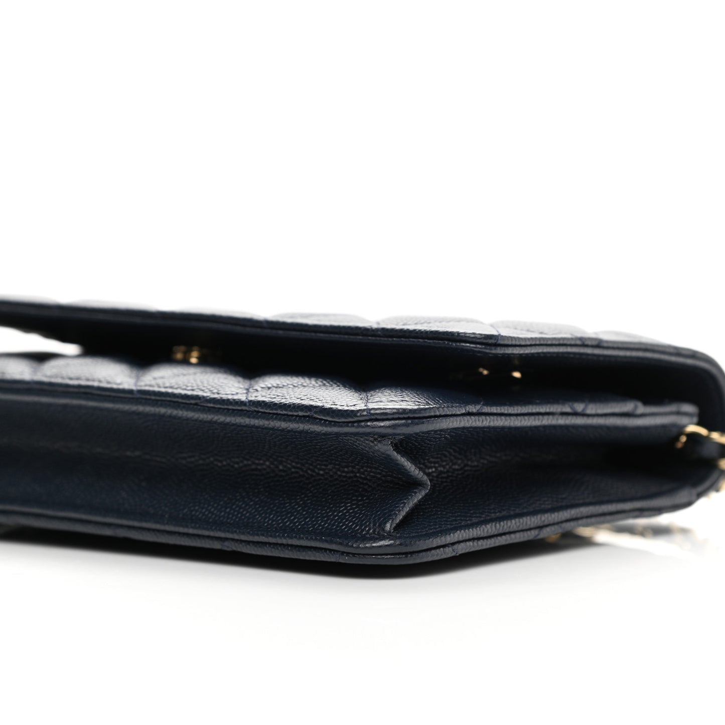 Caviar Quilted Wallet On Chain WOC Navy Blue