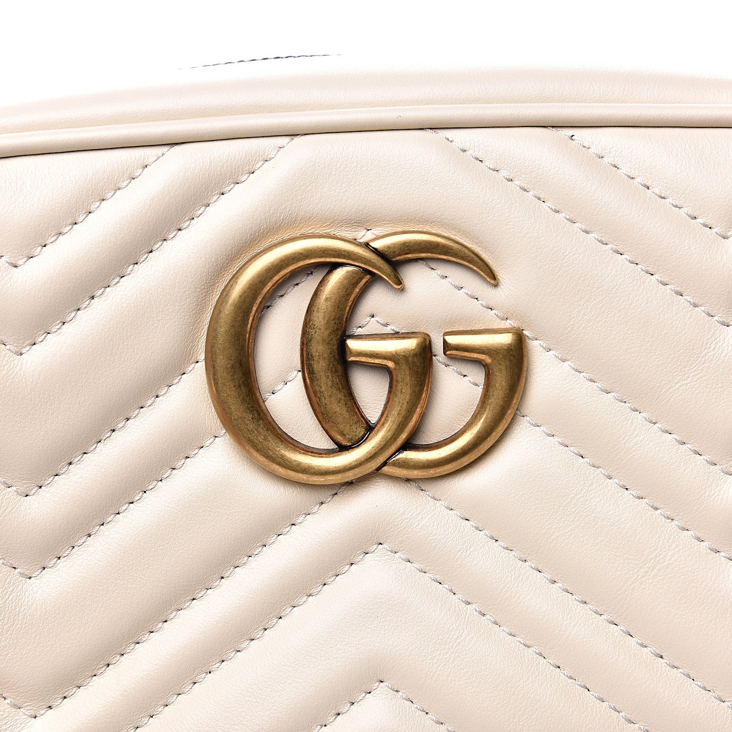 Gucci Calfskin Matelasse Small GG Marmont Chain Shoulder Bag White 9 of 10