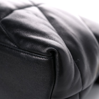 Saint Laurent Lambskin Quilted Medium Loulou Puffer Monogram Chain Satchel Black 13 of 15