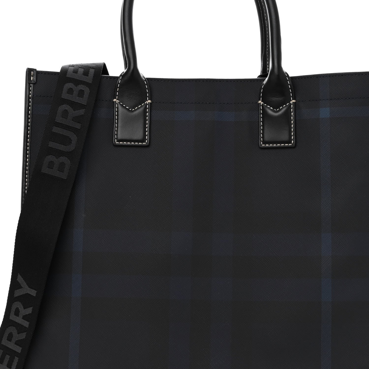 Burberry E-Canvas Denny Check Tote Navy Blue 7 of 9