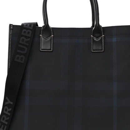 Burberry E-Canvas Denny Check Tote Navy Blue 7 of 9