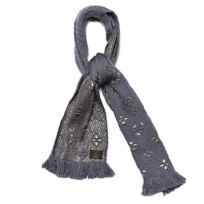 Louis Vuitton Wool Silk Logomania Scarf Gris 1 of 5