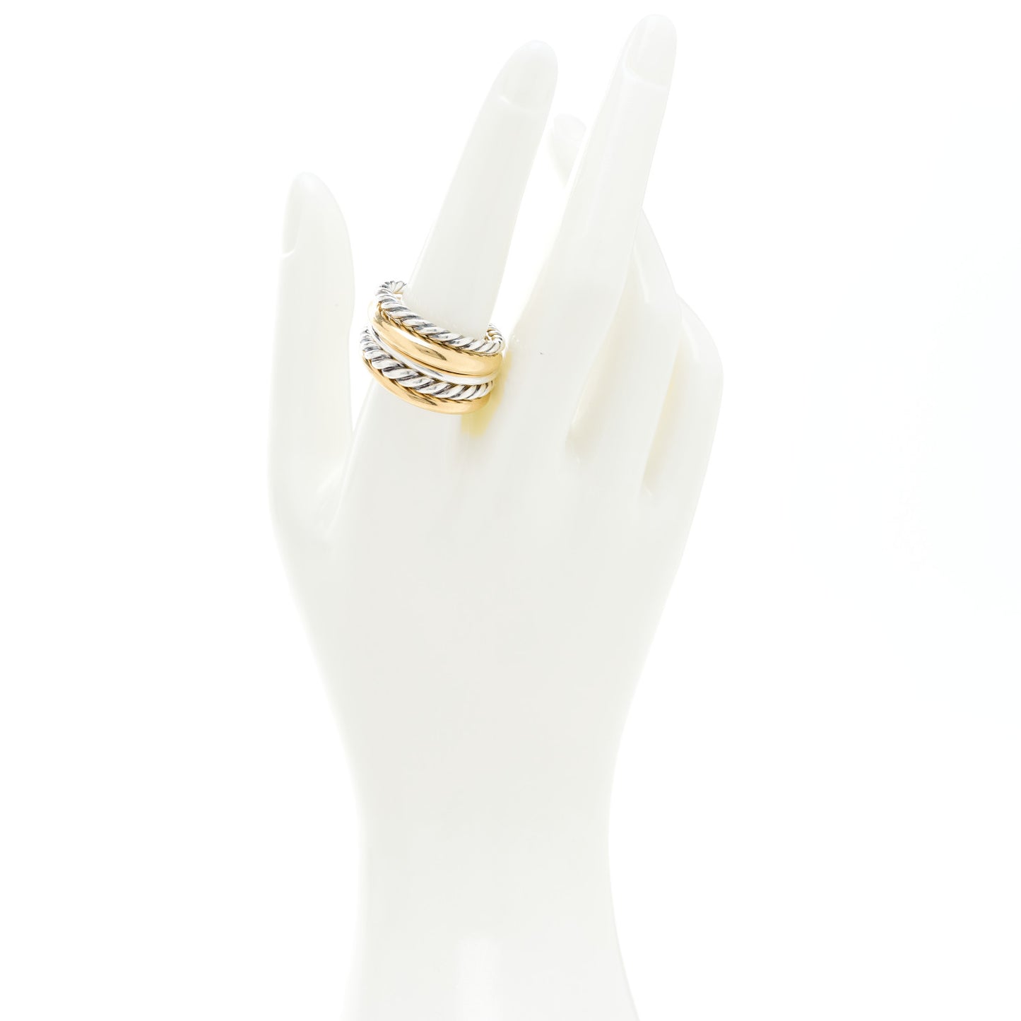 Sterling Silver 18K Yellow Gold Wide Pure Form Ring 60 9