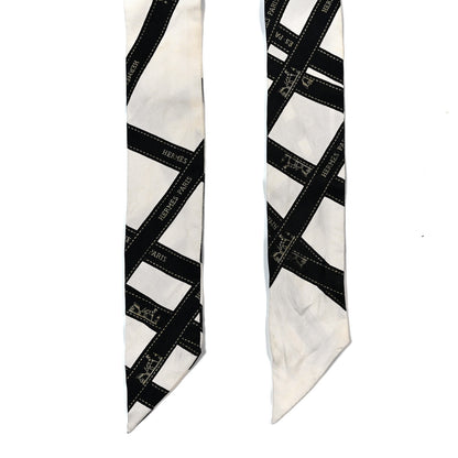 Hermes Silk Bolduc Twilly White Black 2 of 5