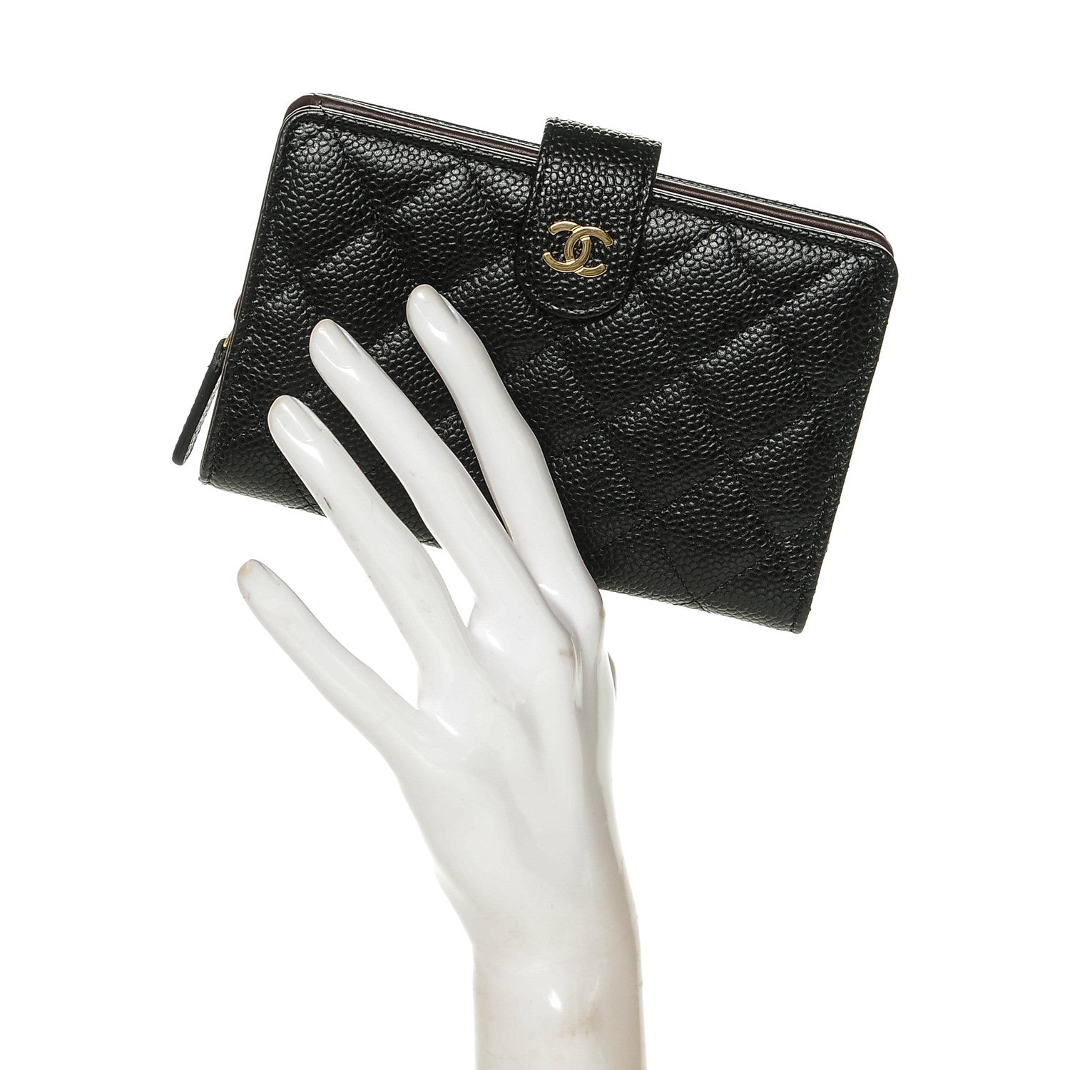Chanel Caviar Quilted Zipped Pocket Wallet Black 2 of 8