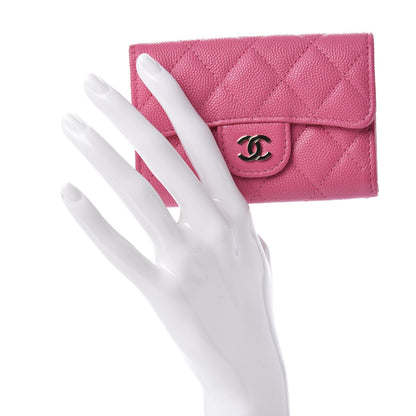 Chanel Caviar Quilted Flap Card Holder Wallet Pink 2 of 9