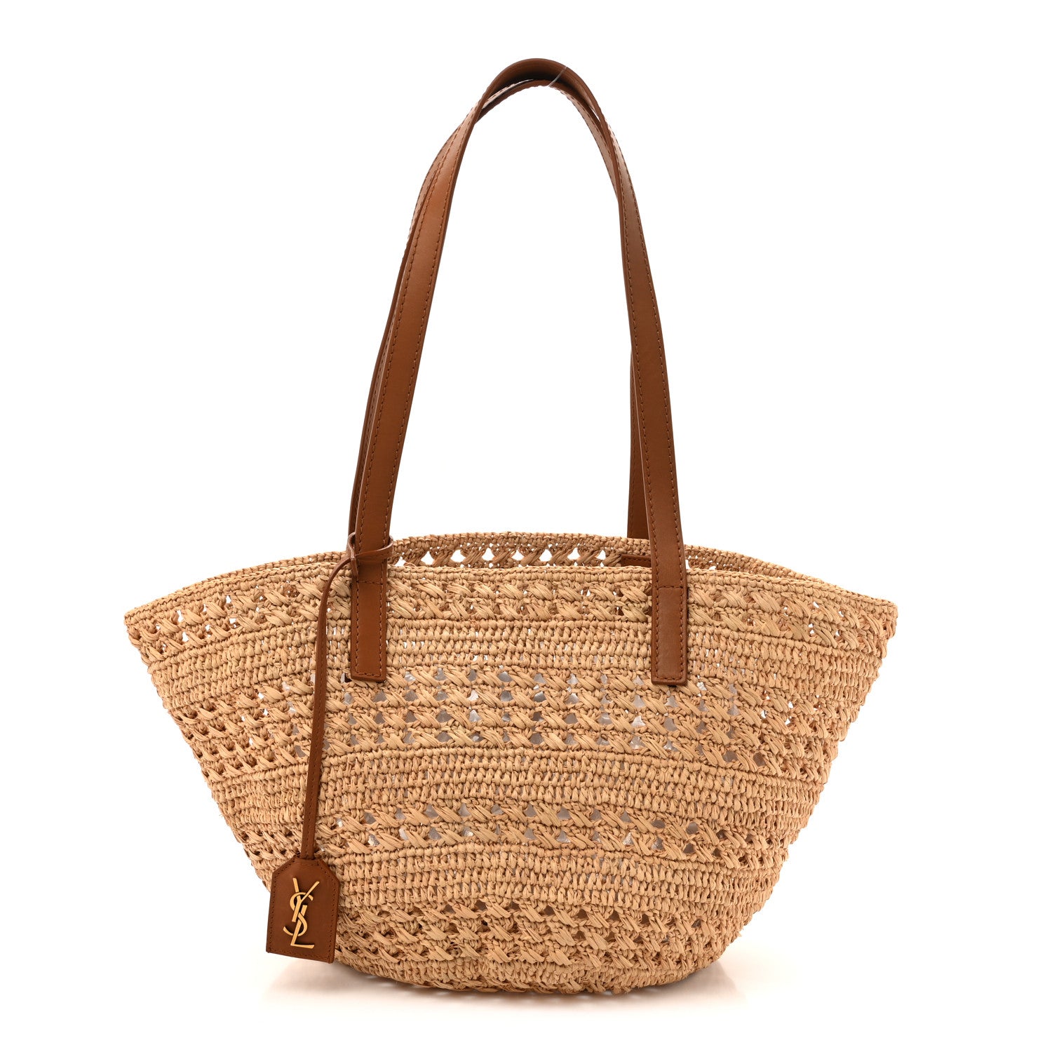 Saint Laurent Raffia Calfskin Small Panier Tote Naturel 1 of 10