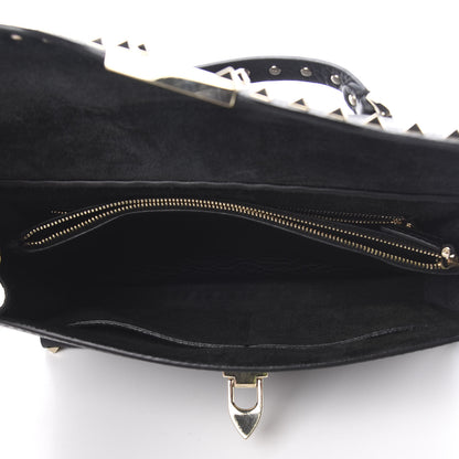 Valentino Garavani Pebbled Calfskin Small Rockstud Single Handle Flap Bag Black 4 of 10