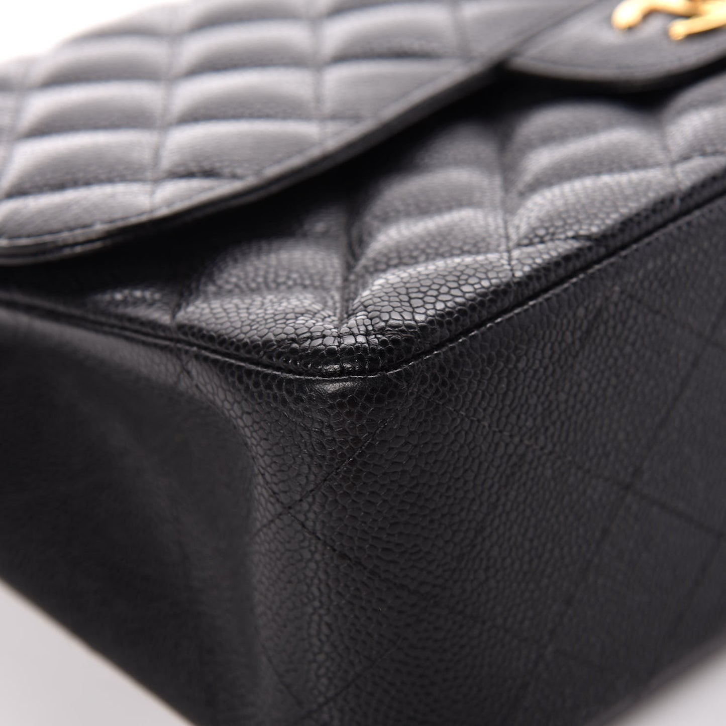 Caviar Quilted Jumbo Double Flap Black