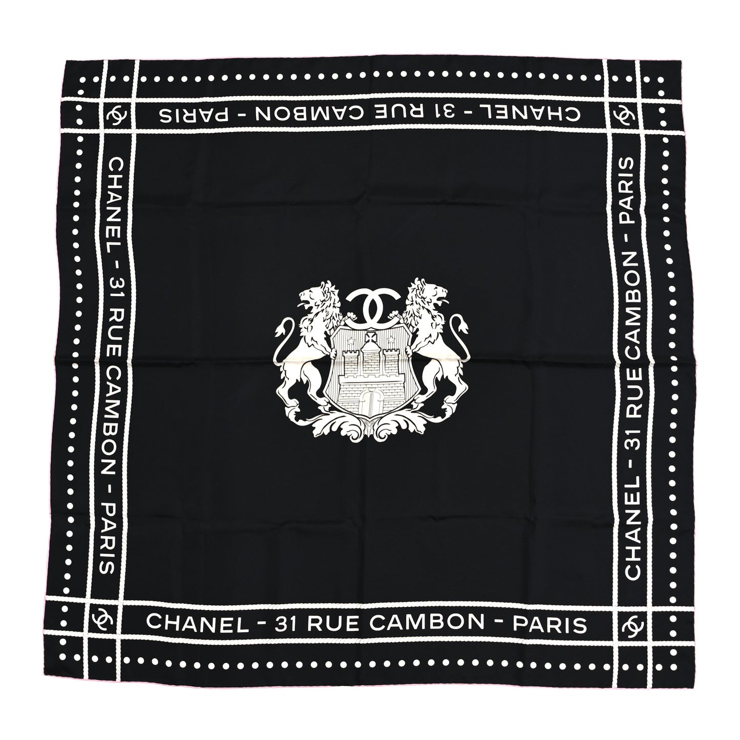 Silk 31 Rue Cambon CC Square Scarf Black