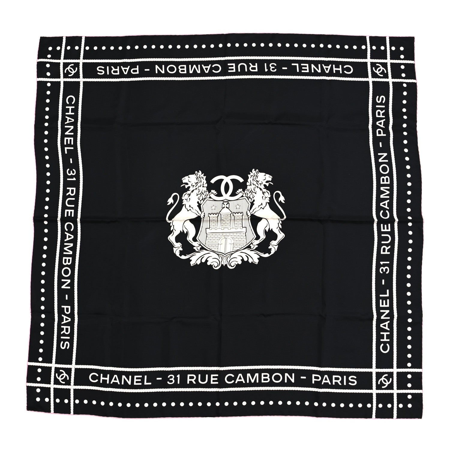 Chanel Silk 31 Rue Cambon CC Square Scarf Black 1 of 3