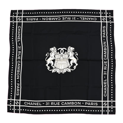 Chanel Silk 31 Rue Cambon CC Square Scarf Black 1 of 3