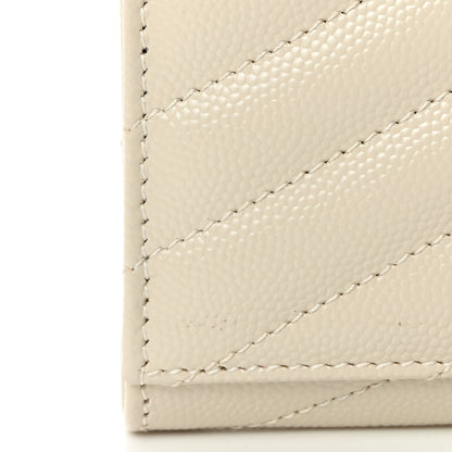Saint Laurent Grain De Poudre Matelasse Chevron Monogram Envelope Clutch Blanc Vintage 8 of 13