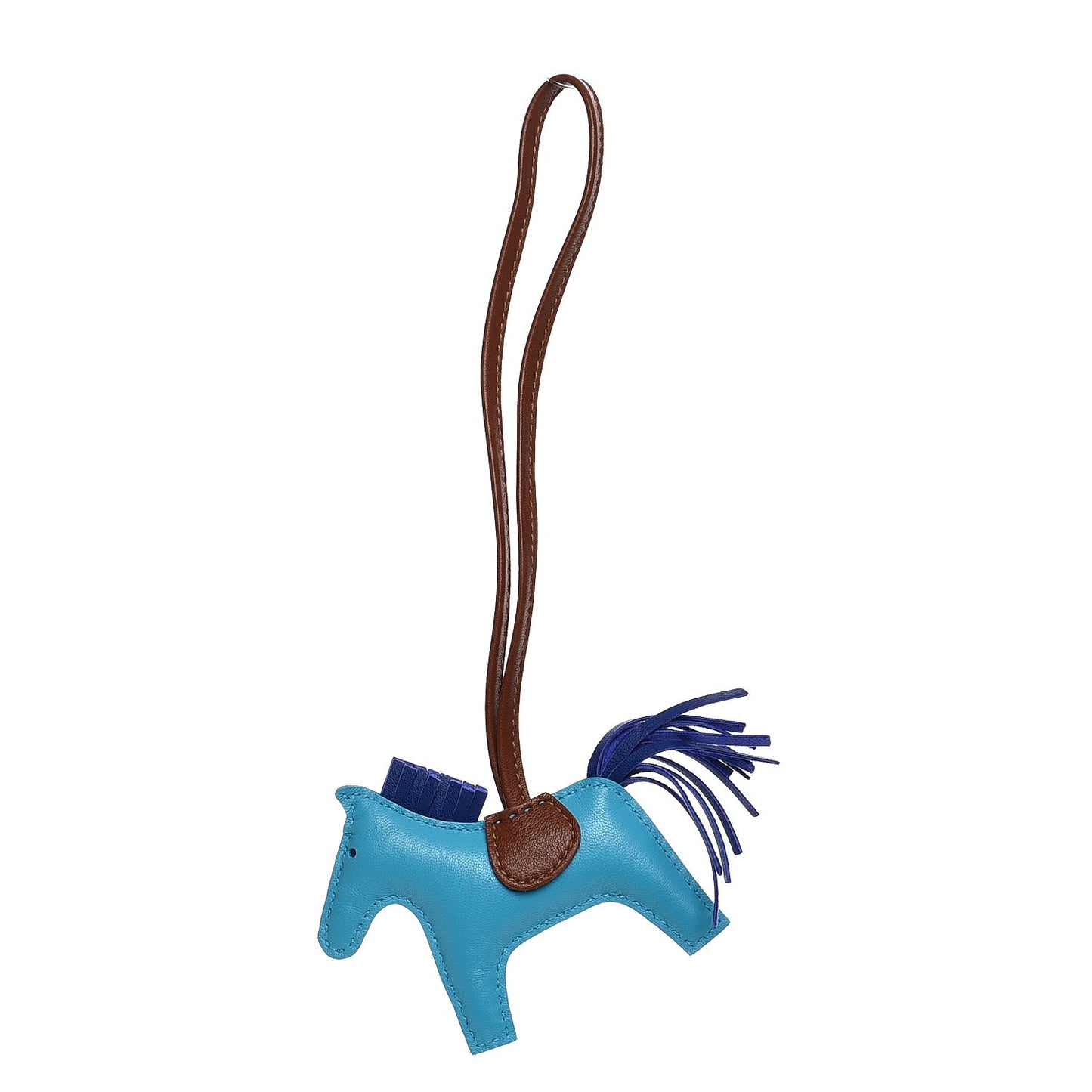 Milo Lambskin Grigri Rodeo Horse Bag Charm PM Bleu Azteque Bleu Electrique Fauve