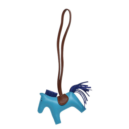 Hermes Milo Lambskin Grigri Rodeo Horse Bag Charm PM Bleu Azteque Bleu Electrique Fauve 1 of 4