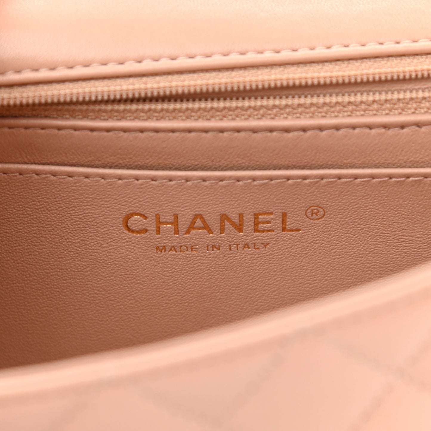 Lambskin Quilted Mini Rectangular Flap Beige