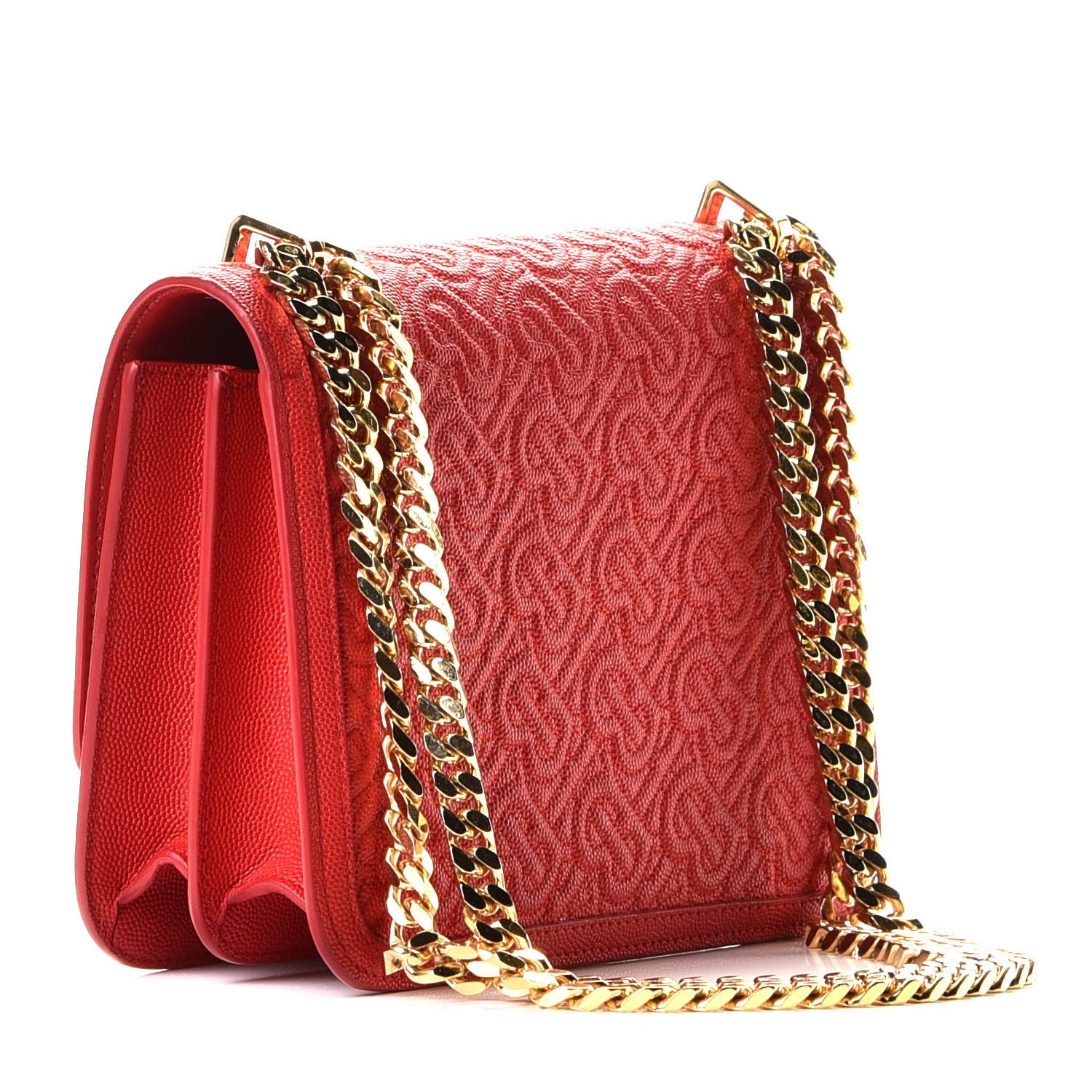 Burberry Grainy Calfskin Monogram Embossed Small TB Chain Bag Bright Red 3 of 10