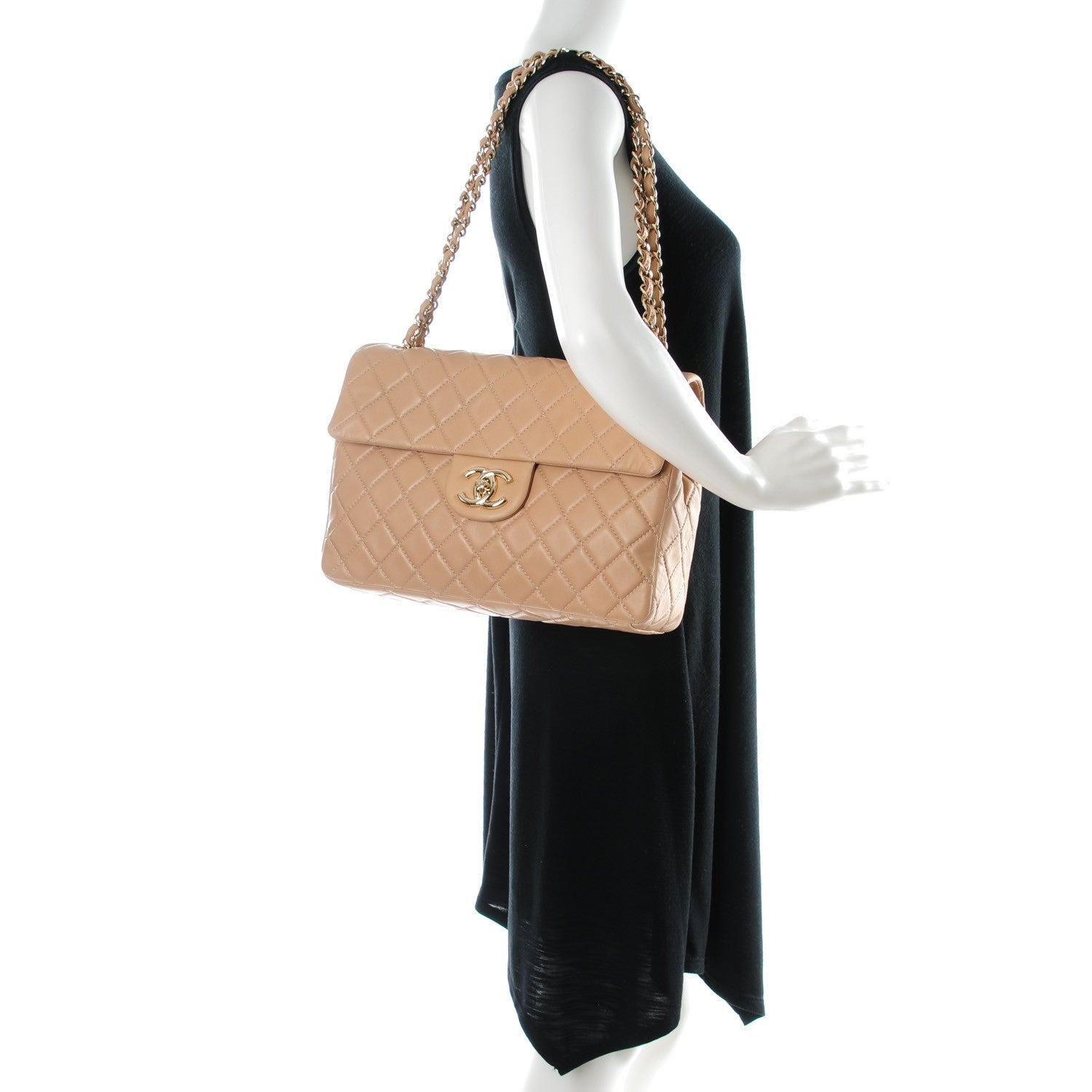 Chanel Lambskin Quilted Maxi Single Flap Beige 2 of 8