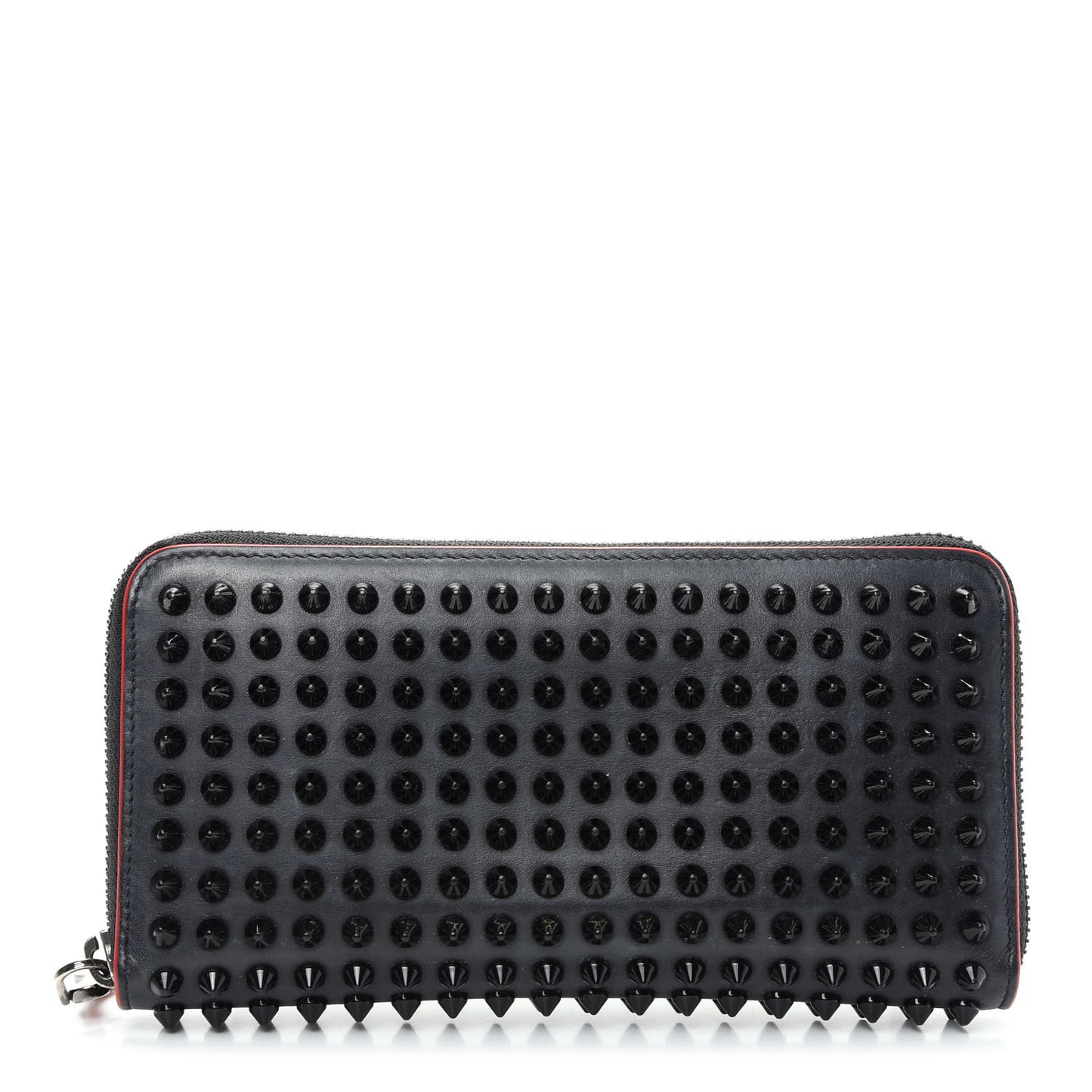 Calfskin Panettone Spiked Zip Around Wallet Black
