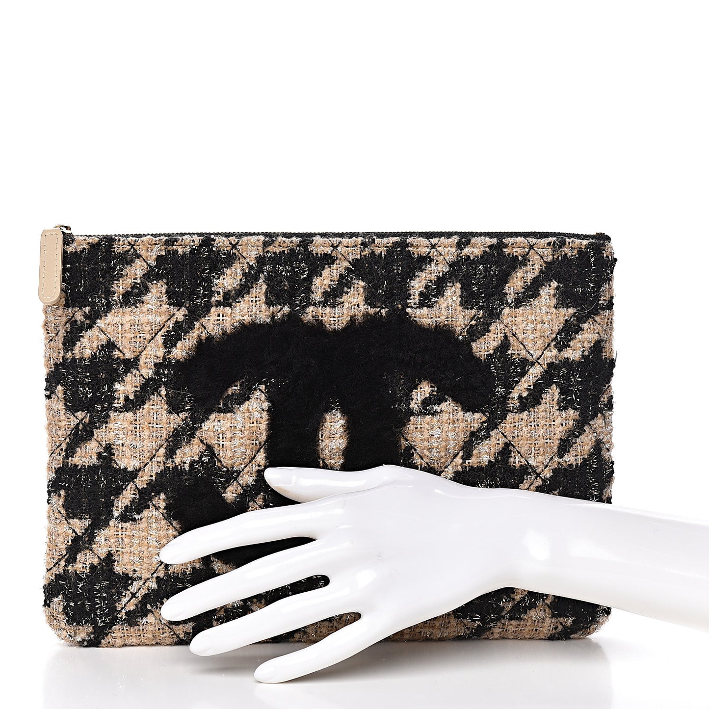 Tweed CC Medium Cosmetic Case Beige Black