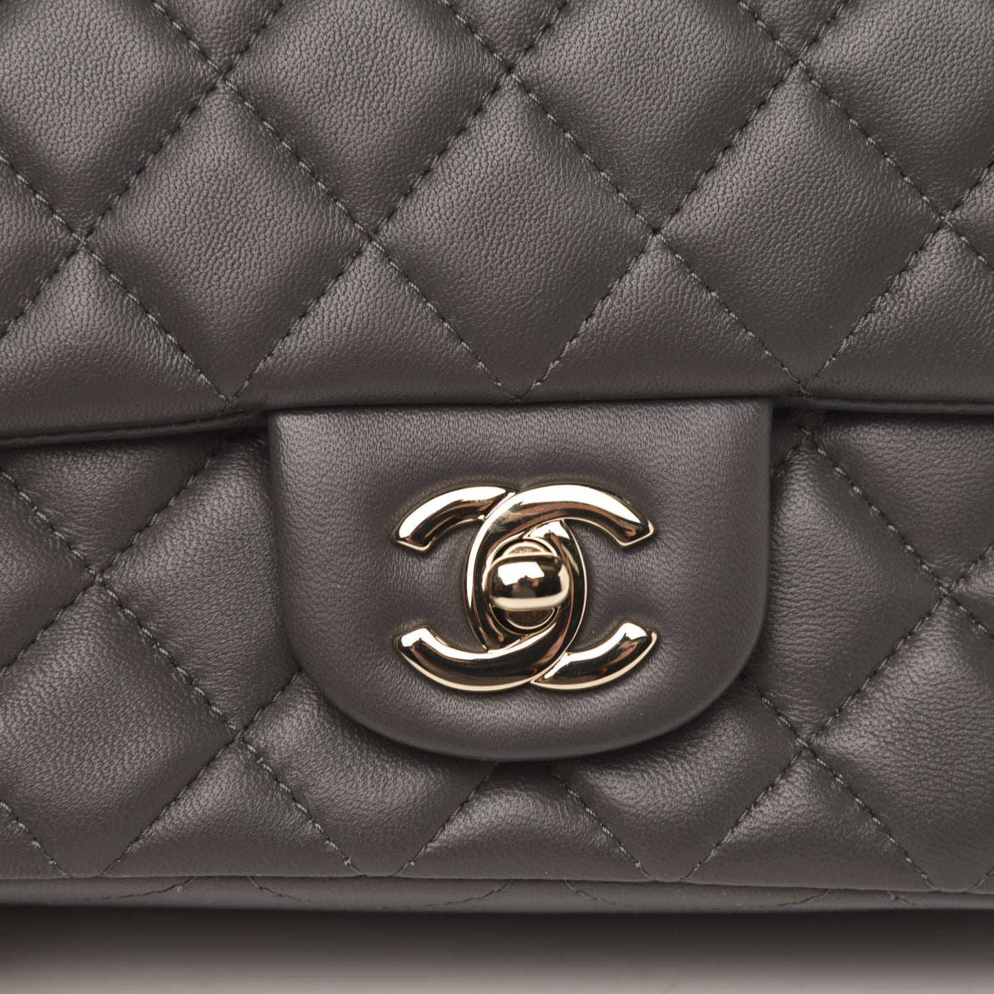 Lambskin Quilted Mini Rectangular Flap Grey