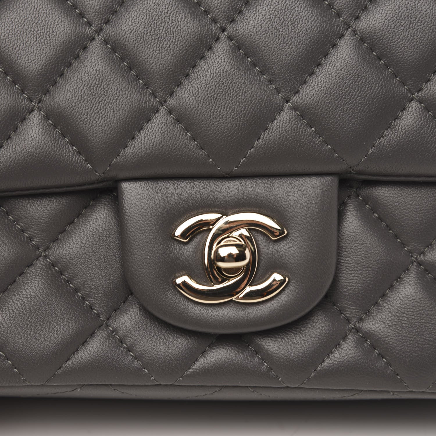 Chanel Lambskin Quilted Mini Rectangular Flap Grey 10 of 11