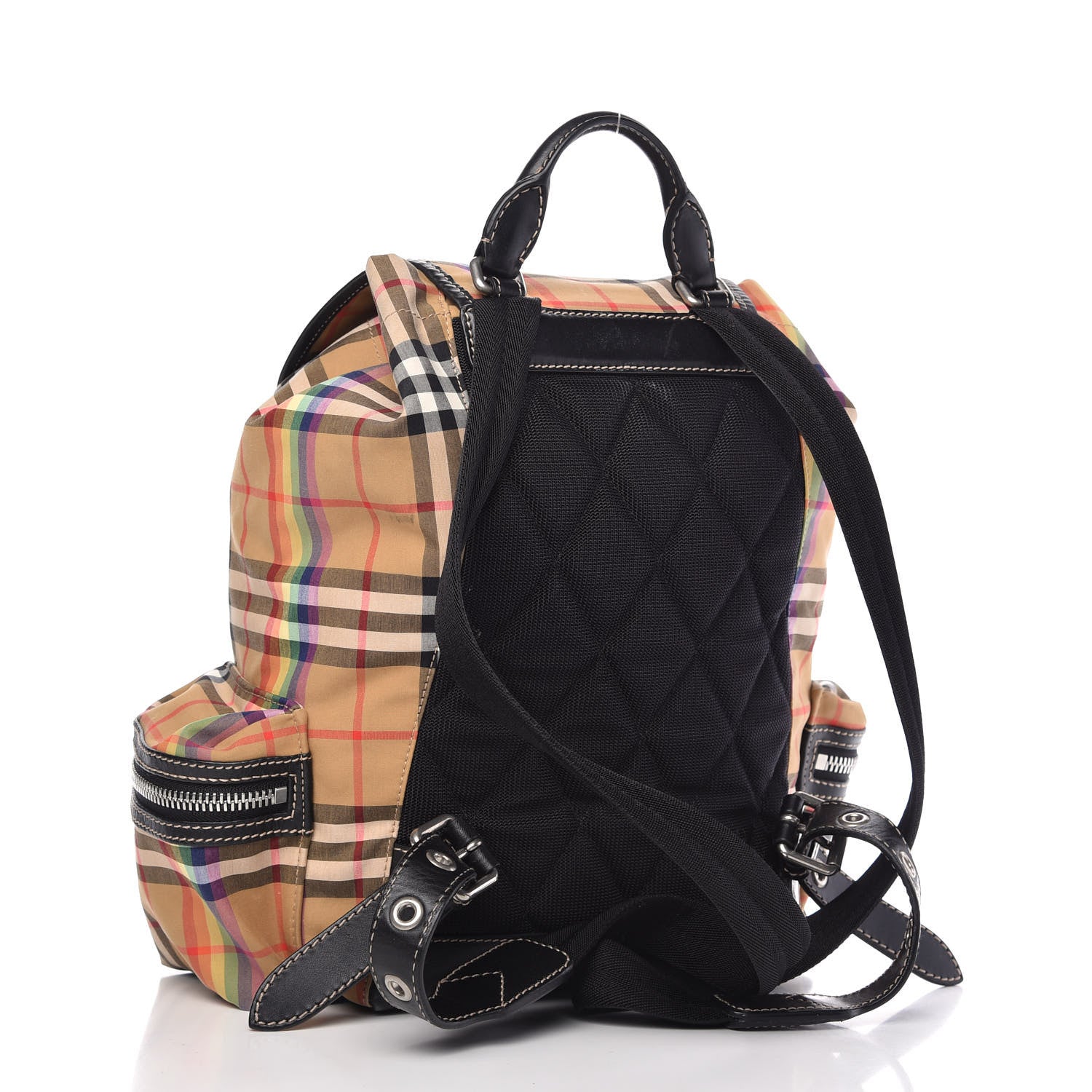 Burberry Vintage Rainbow Check Medium Rucksack Backpack Antique Yellow 3 of 10