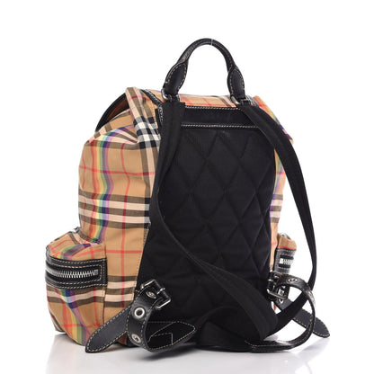 Burberry Vintage Rainbow Check Medium Rucksack Backpack Antique Yellow 3 of 10